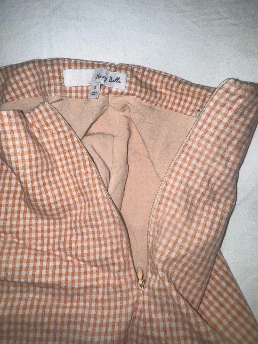Honey Belle Orange Gingham Mini Skort
